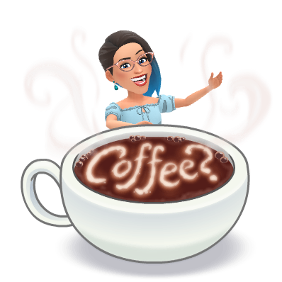 eurydice13 standing above a large cappuccino cup with "coffee" written in the foam